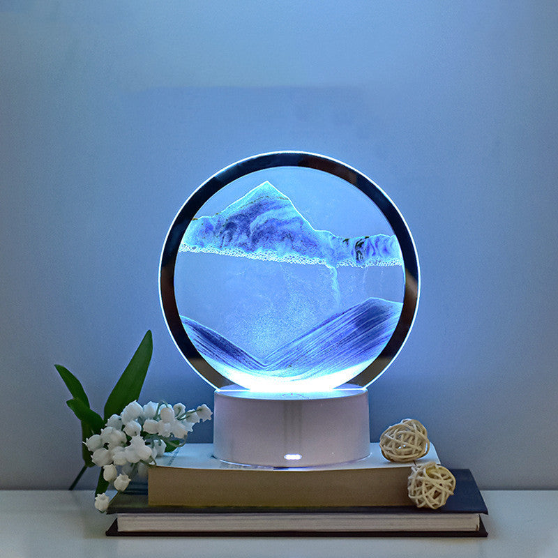 Desktop Quicksand Painting Dynamic Decoration Hourglass Lamp