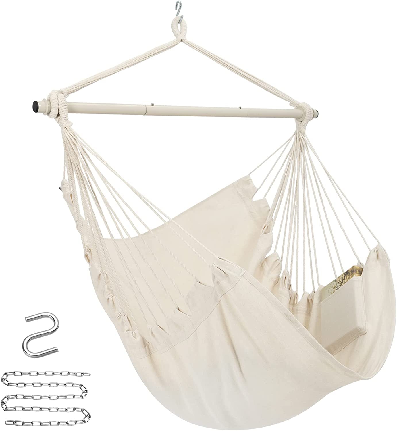 Hammock Chair Hanging Rope Swing, Hanging Kit Swing Hanger, Durability(White)